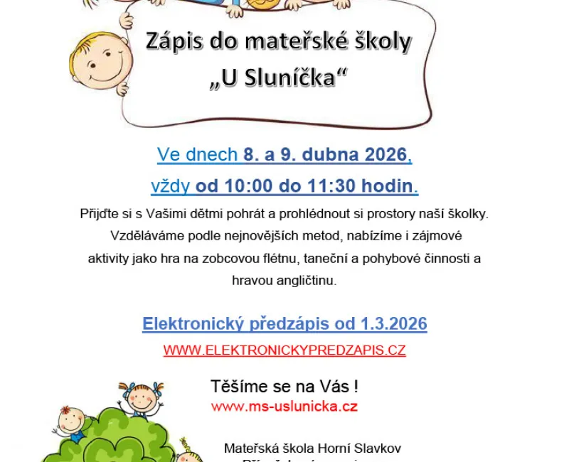 Zápis do MŠ 2026